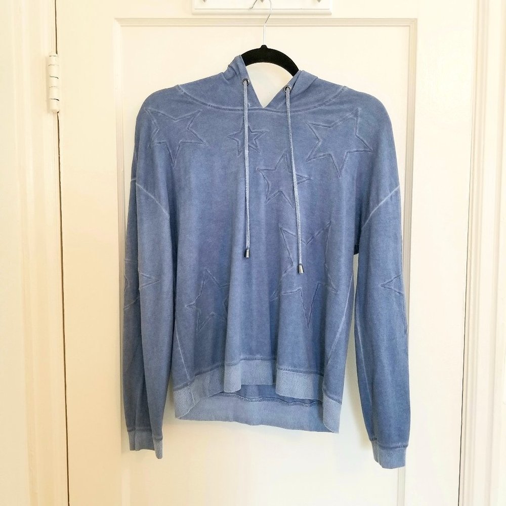 Grey & Gray Women's size Medium Blue Star-Embroidered Hoodie